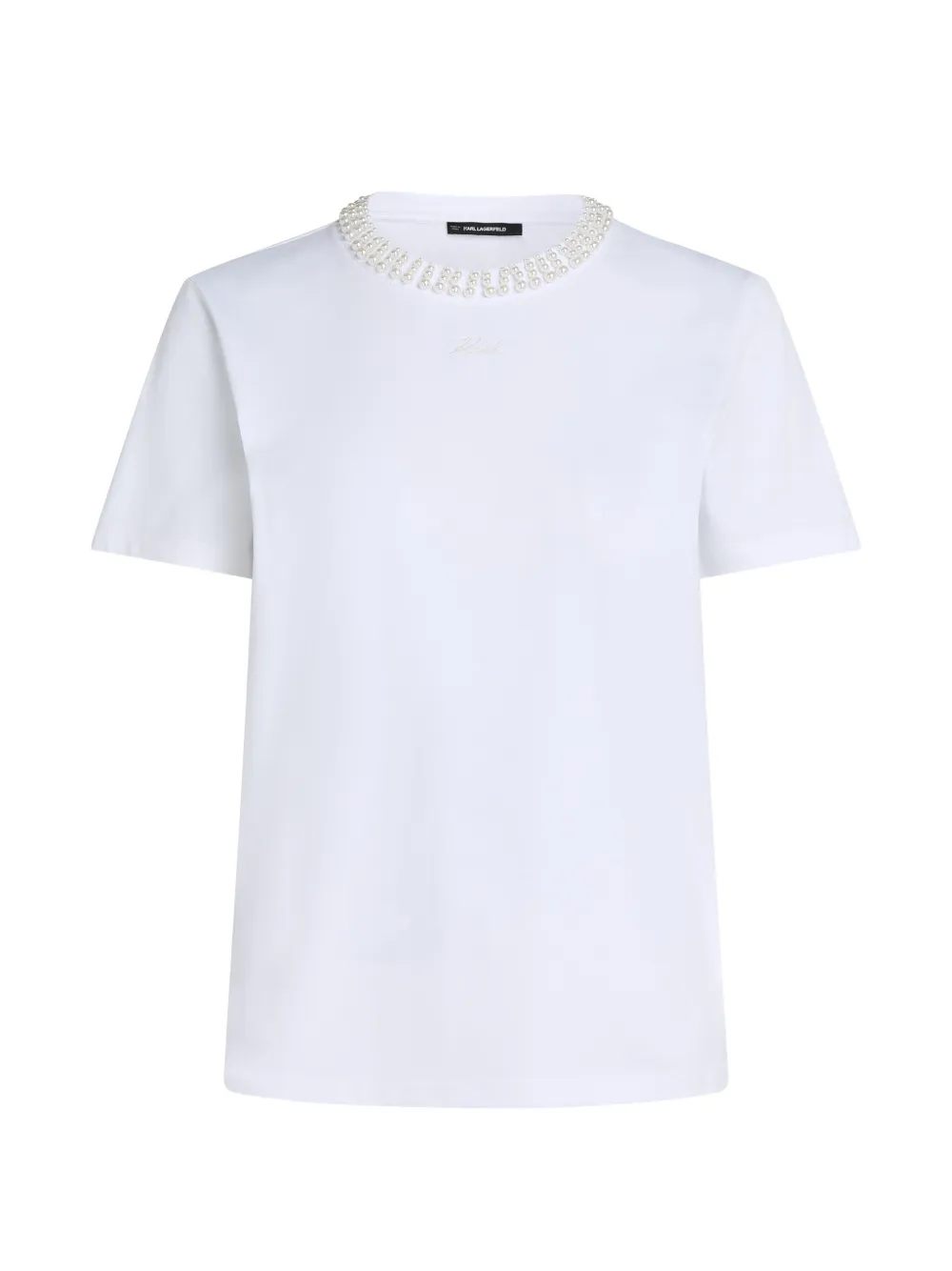 Karl Lagerfeld T-shirt con decorazione di perle - Bianco