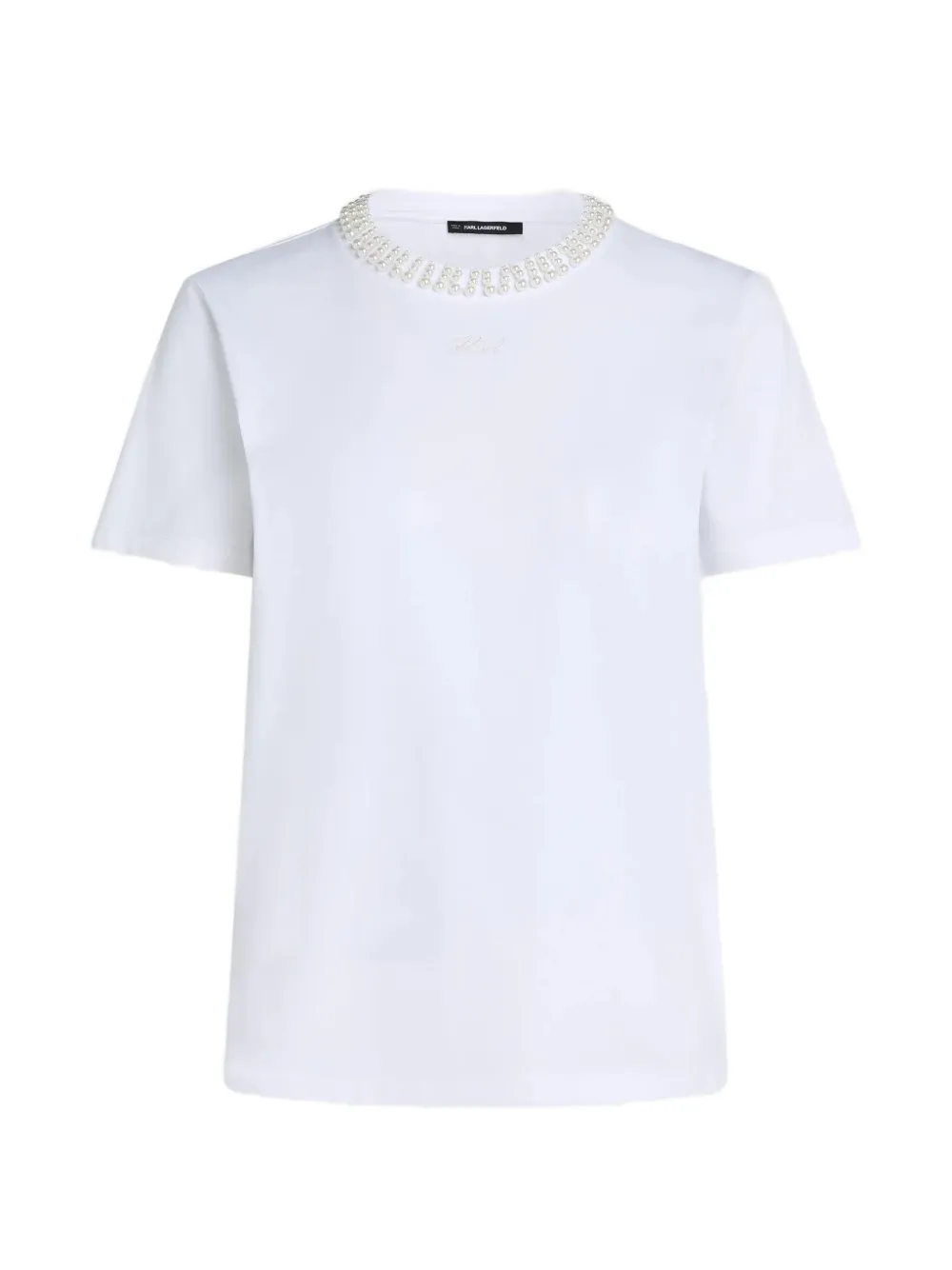 Karl Lagerfeld T-Shirt mit Perlenverzierung - Weiß