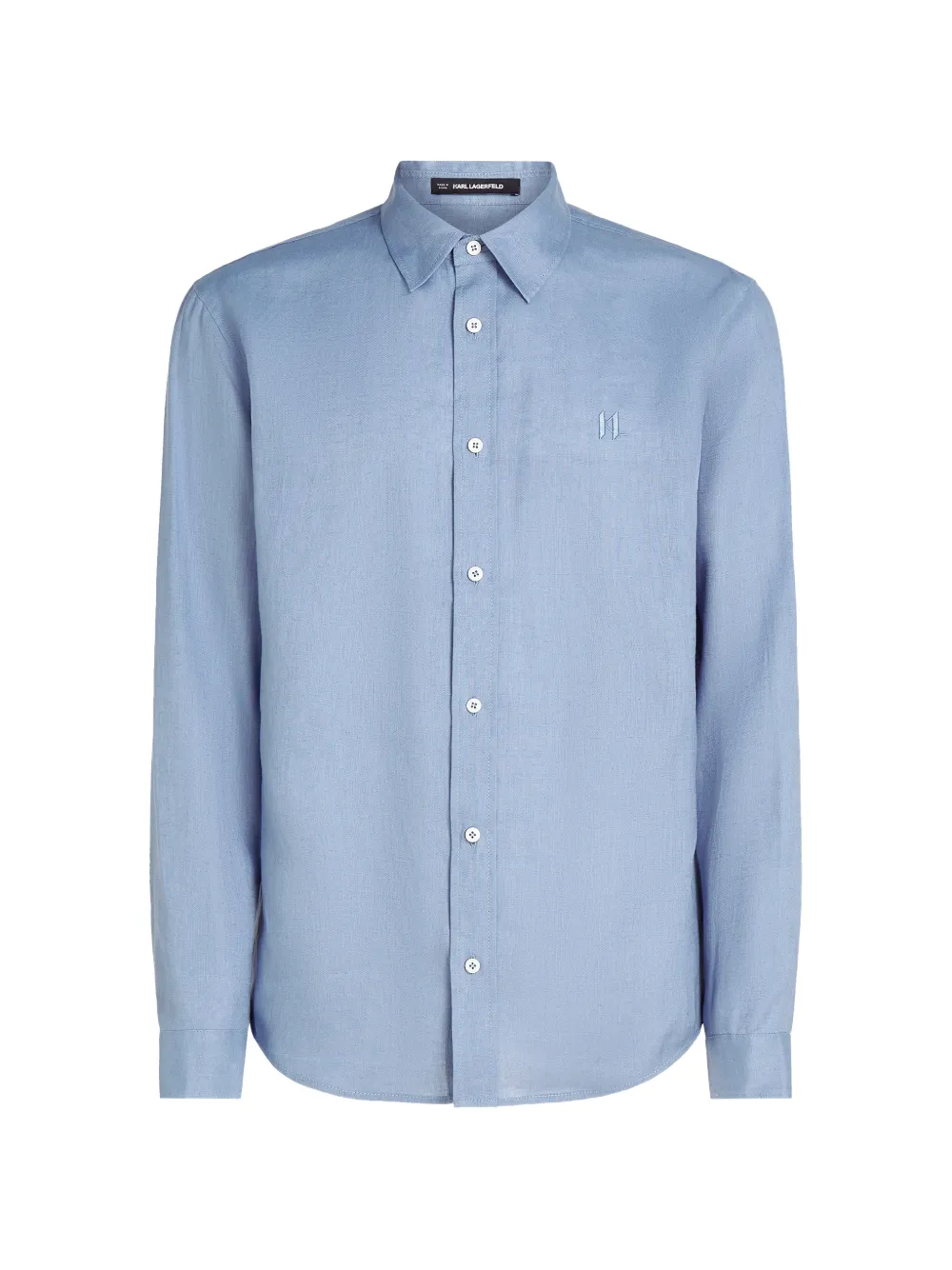 Karl Lagerfeld logo-embroidered linen shirt - Blu