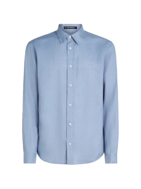 Karl Lagerfeld logo-embroidered linen shirt