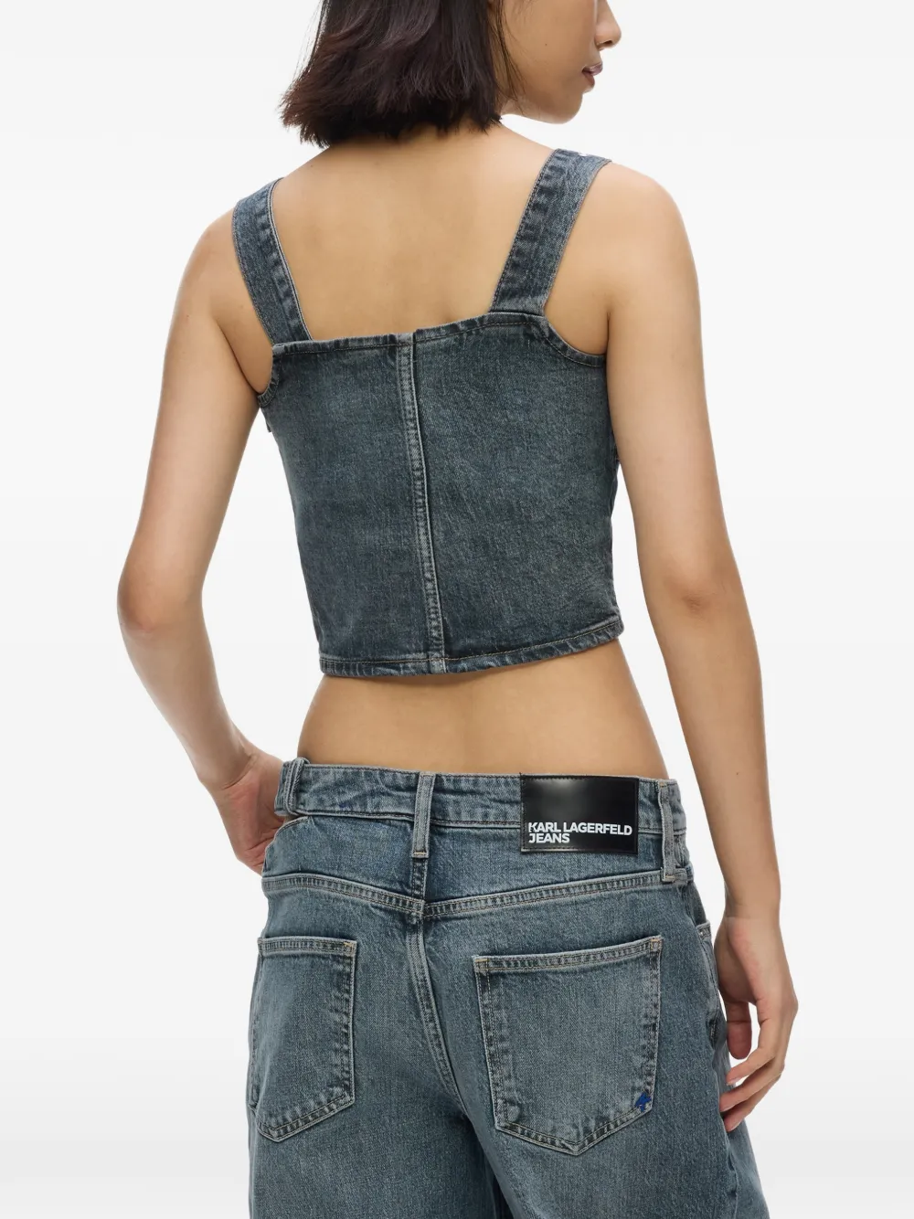 Karl Lagerfeld Jeans Denim rok met gespdetail Blauw