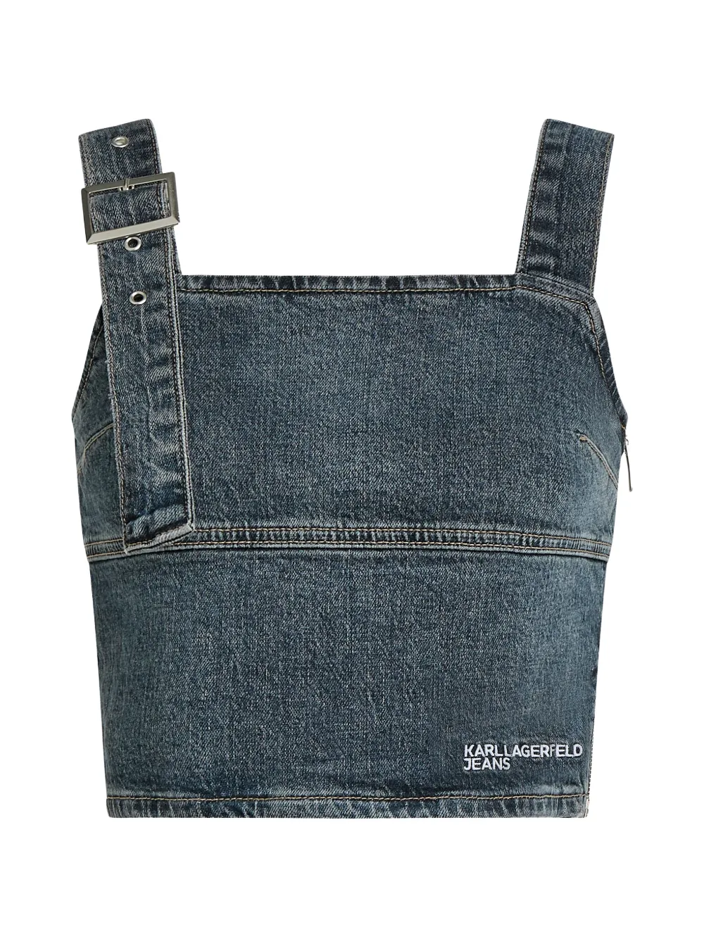 Karl Lagerfeld Jeans buckle-detail denim crop top - Blu