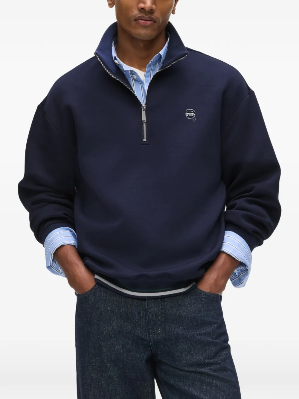 Karl Lagerfeld Sweater met korte rits Blauw