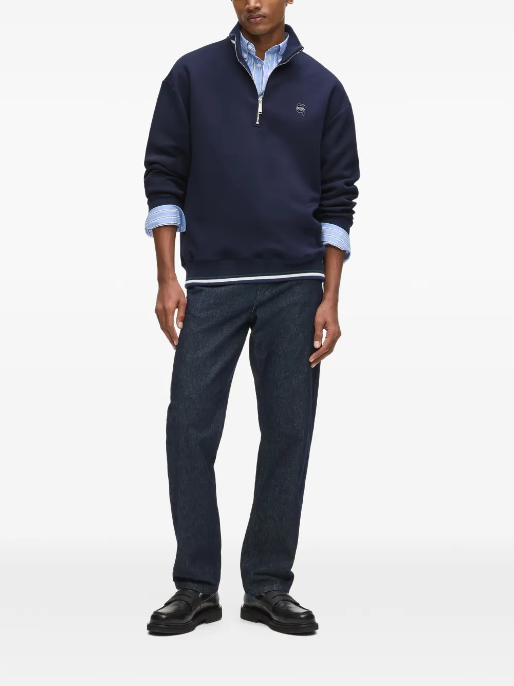 Karl Lagerfeld Sweater met korte rits Blauw