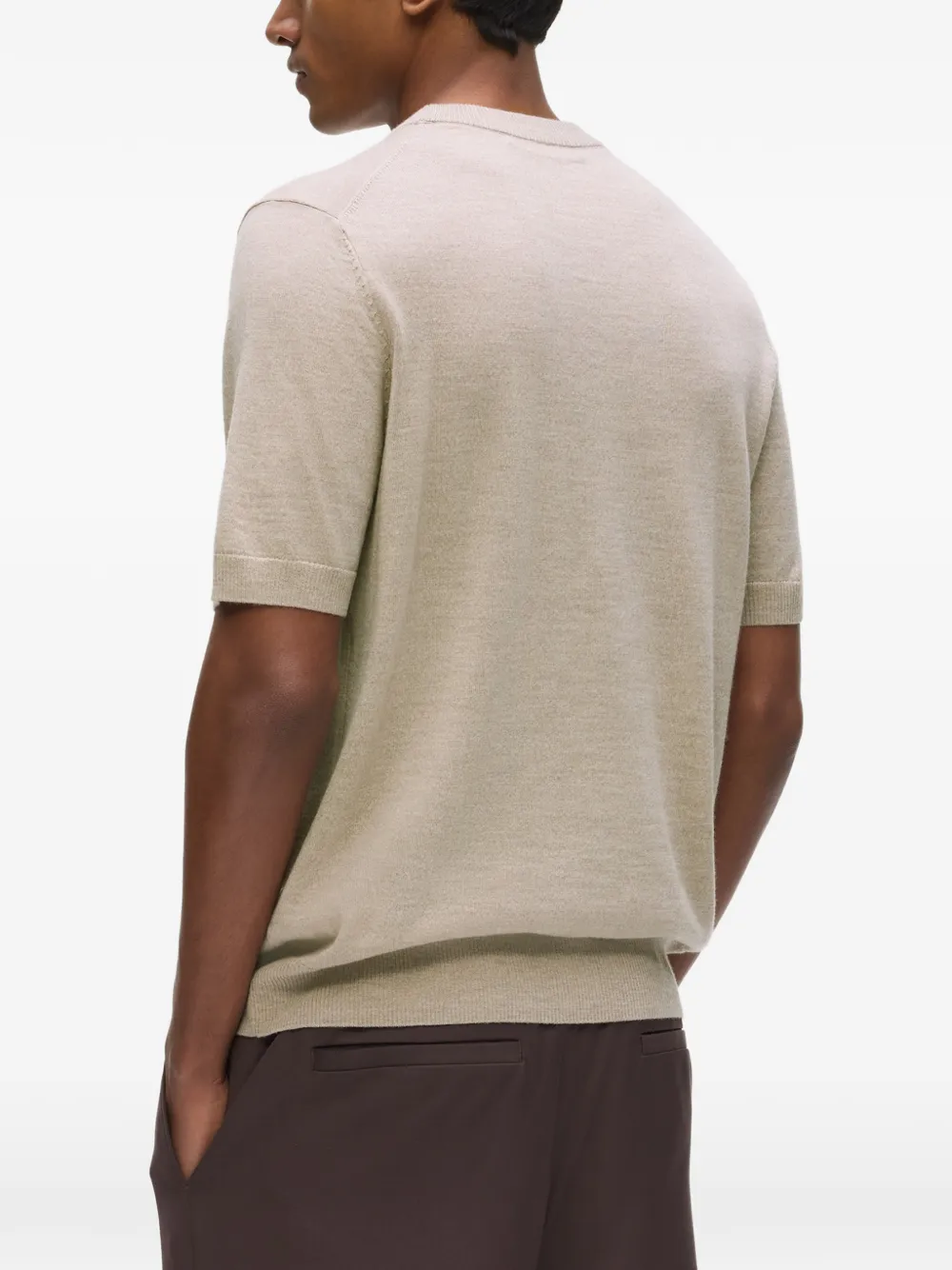 Karl Lagerfeld T-shirt van merinowol met geborduurd logo Beige