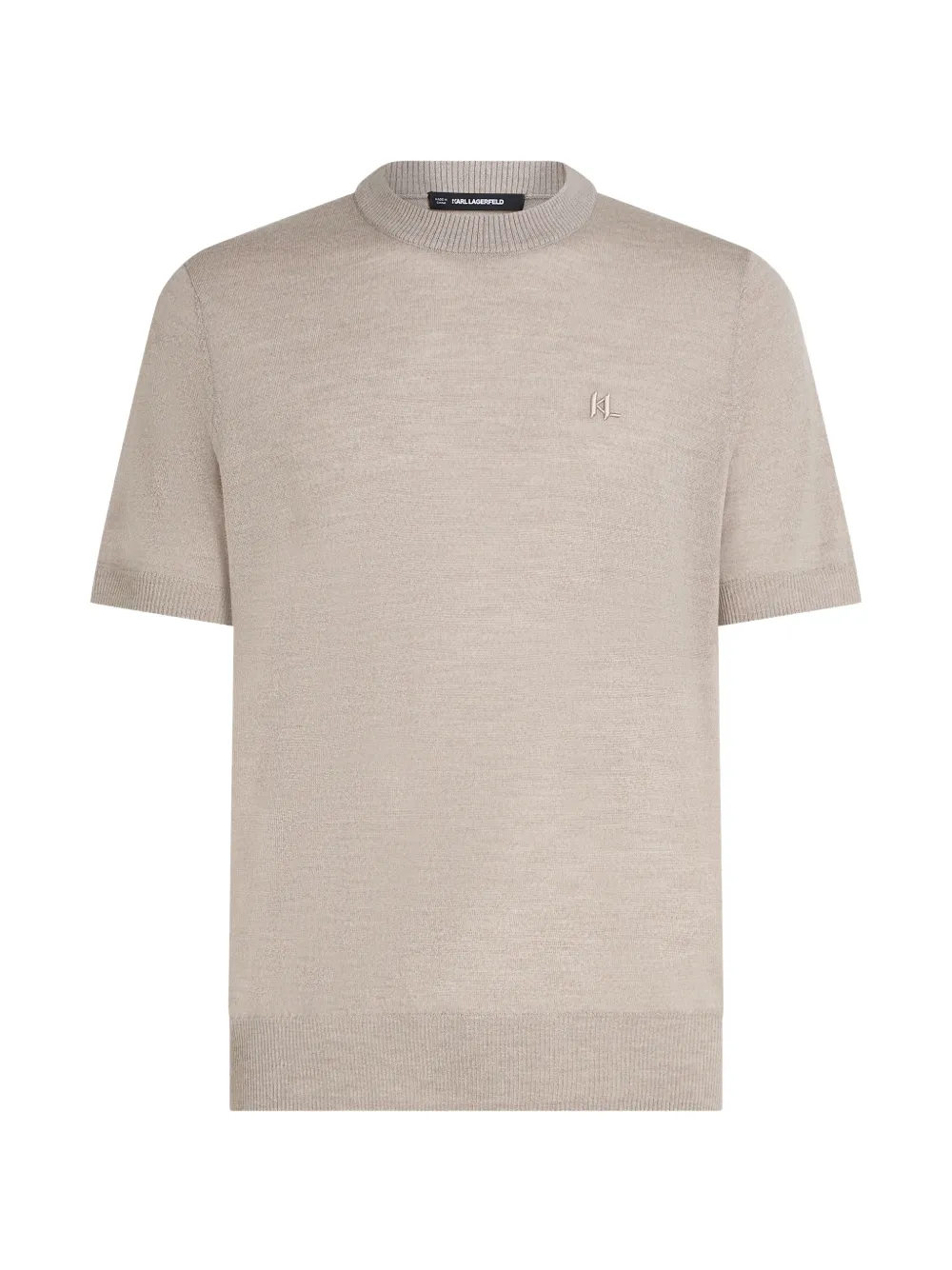 Karl Lagerfeld logo-embroidered merino T-shirt - Toni neutri