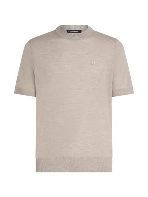 Karl Lagerfeld logo-embroidered merino T-shirt