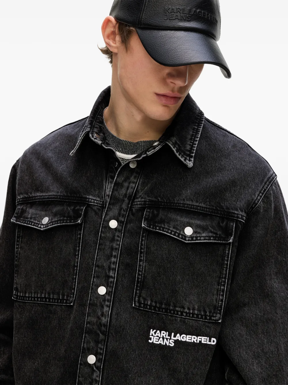 Karl Lagerfeld Jeans Karl Quote denim overhemd Zwart