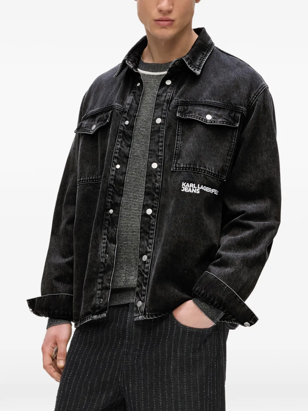Karl Lagerfeld Jeans Karl Quote denim overhemd Zwart