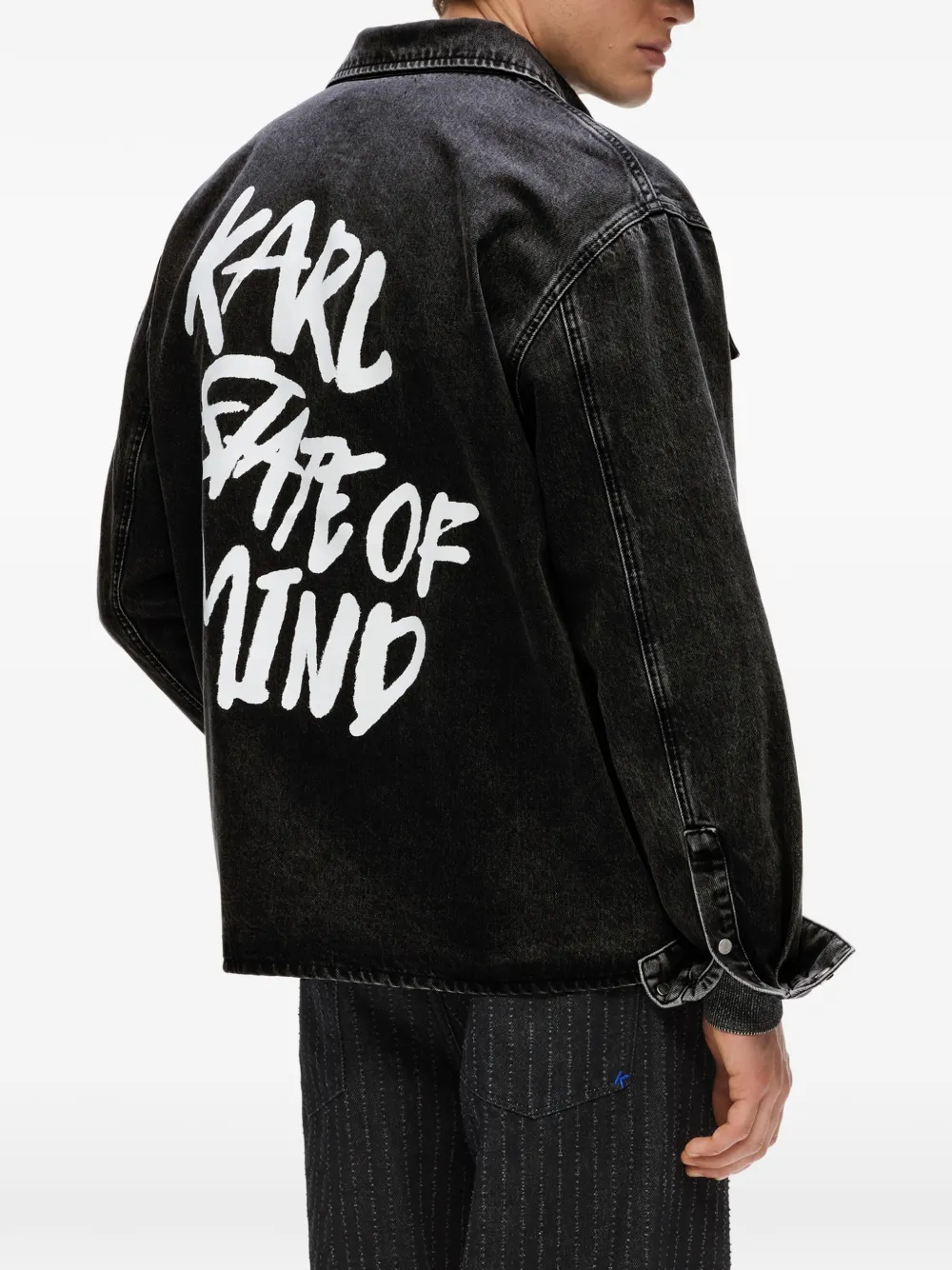 Karl Lagerfeld Jeans Karl Quote denim overhemd Zwart