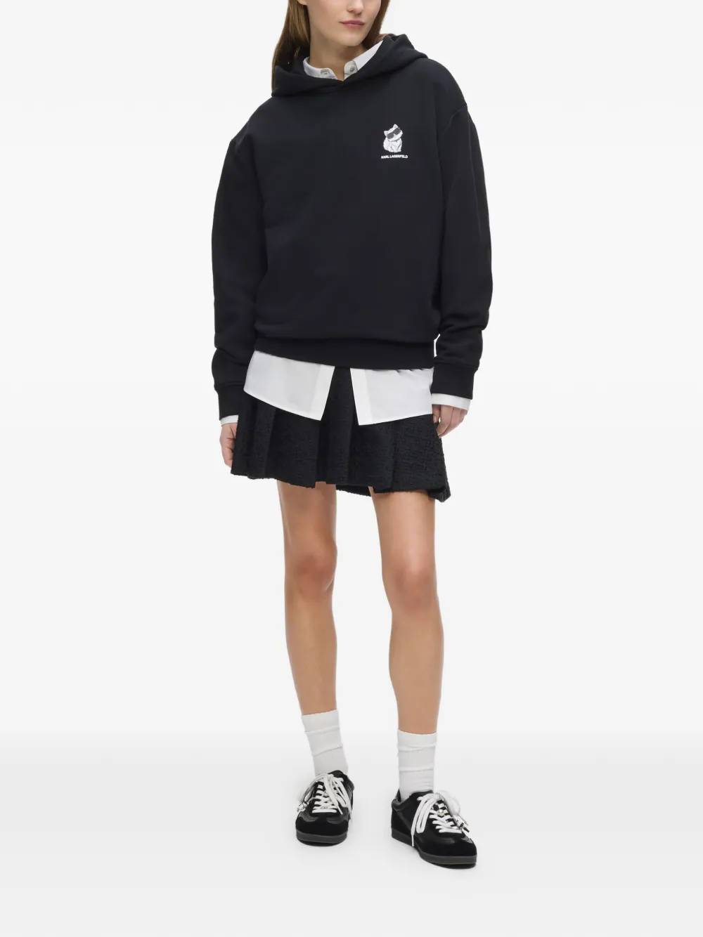 Karl Lagerfeld Ikon Choupette oversized hoodie Zwart