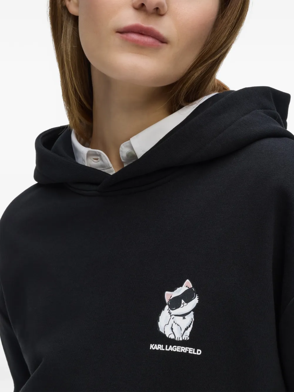 Karl Lagerfeld Ikon Choupette oversized hoodie Zwart
