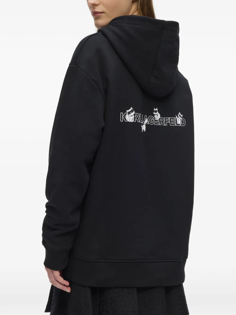 Karl Lagerfeld Ikon Choupette oversized hoodie Zwart