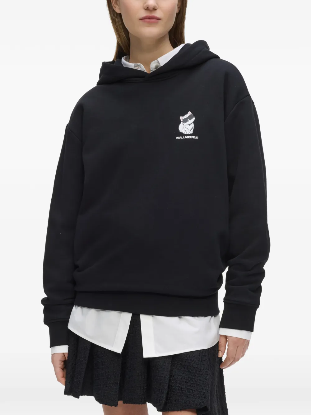 Karl Lagerfeld Ikon Choupette oversized hoodie Zwart