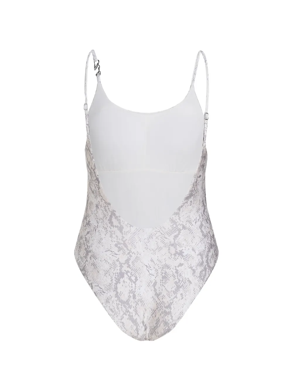Karl Lagerfeld Badpak met slangenprint en diepe ronde hals Wit