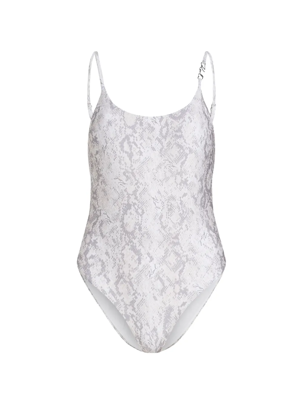 Karl Lagerfeld snake-print scoop-neck swimsuit - Bianco