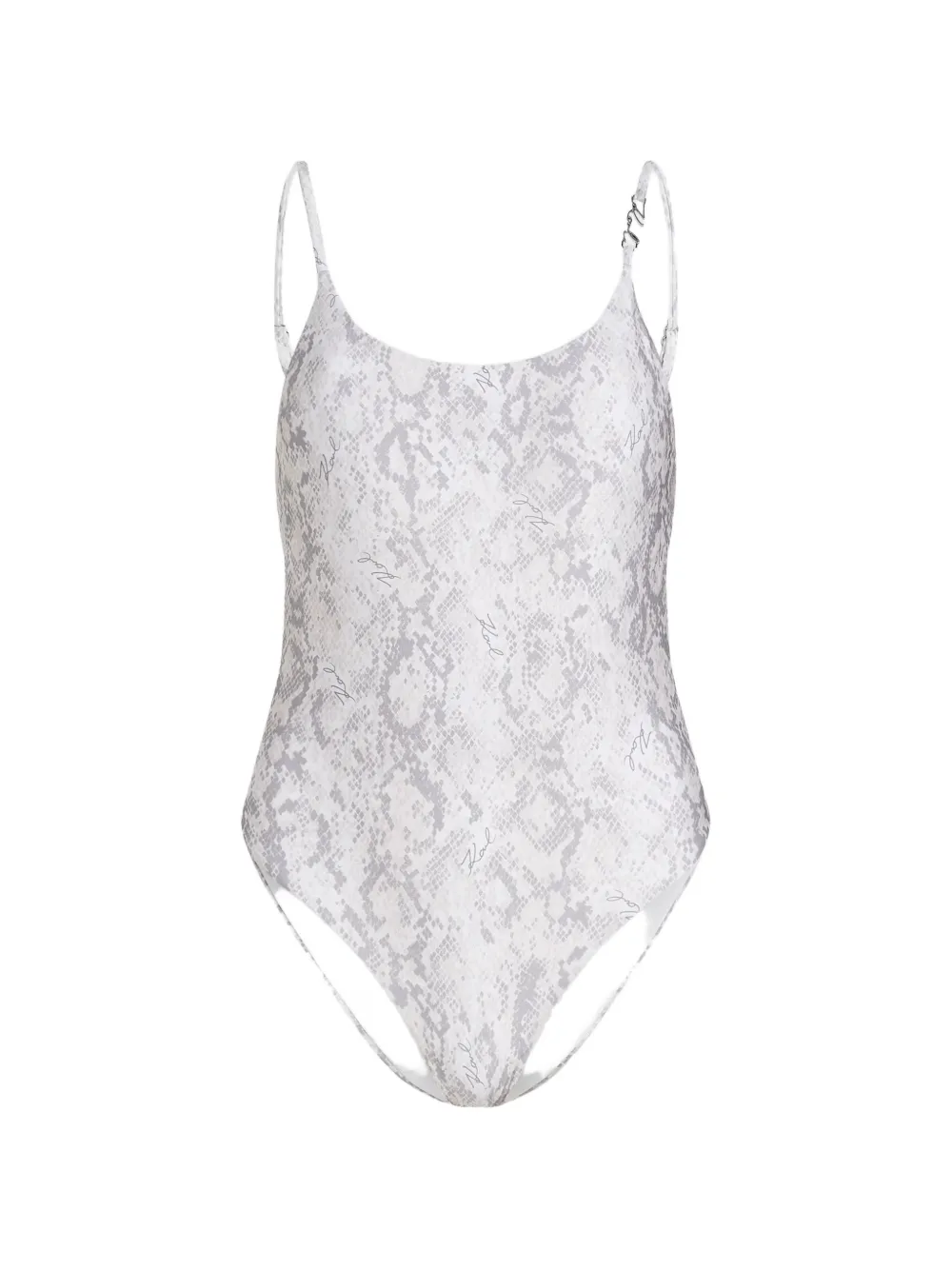 Karl Lagerfeld snake-print scoop-neck swimsuit - Weiß