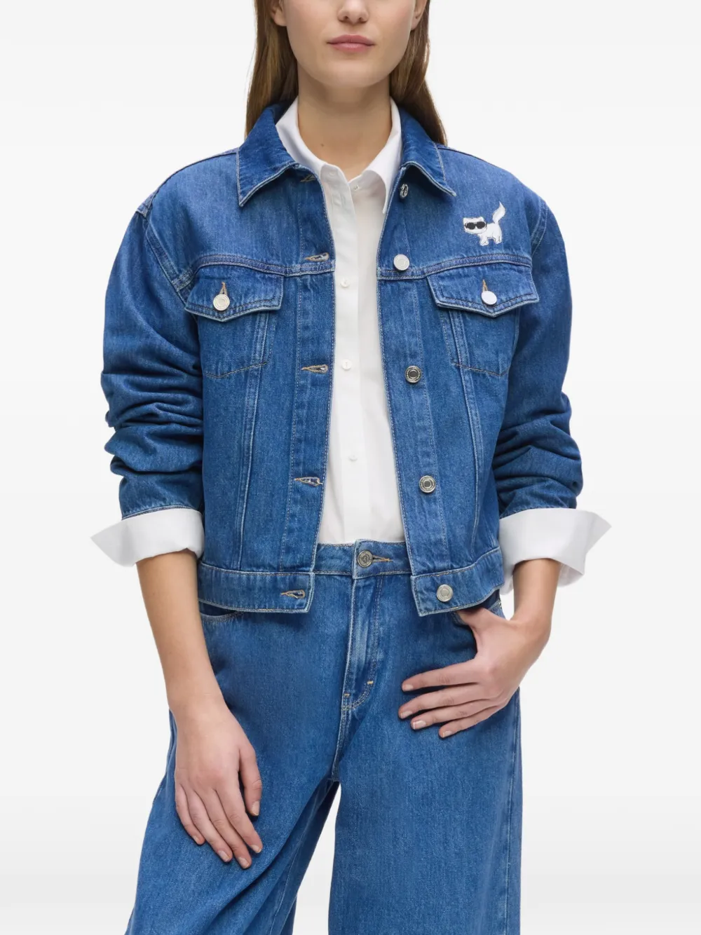 Karl Lagerfeld Ikon Choupette denim jack Blauw