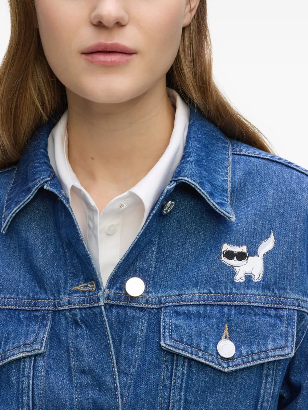 Karl Lagerfeld Ikon Choupette denim jack Blauw