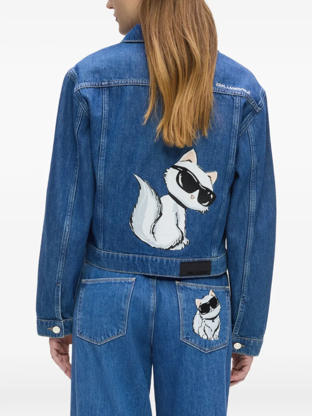 Karl Lagerfeld Ikon Choupette denim jack Blauw
