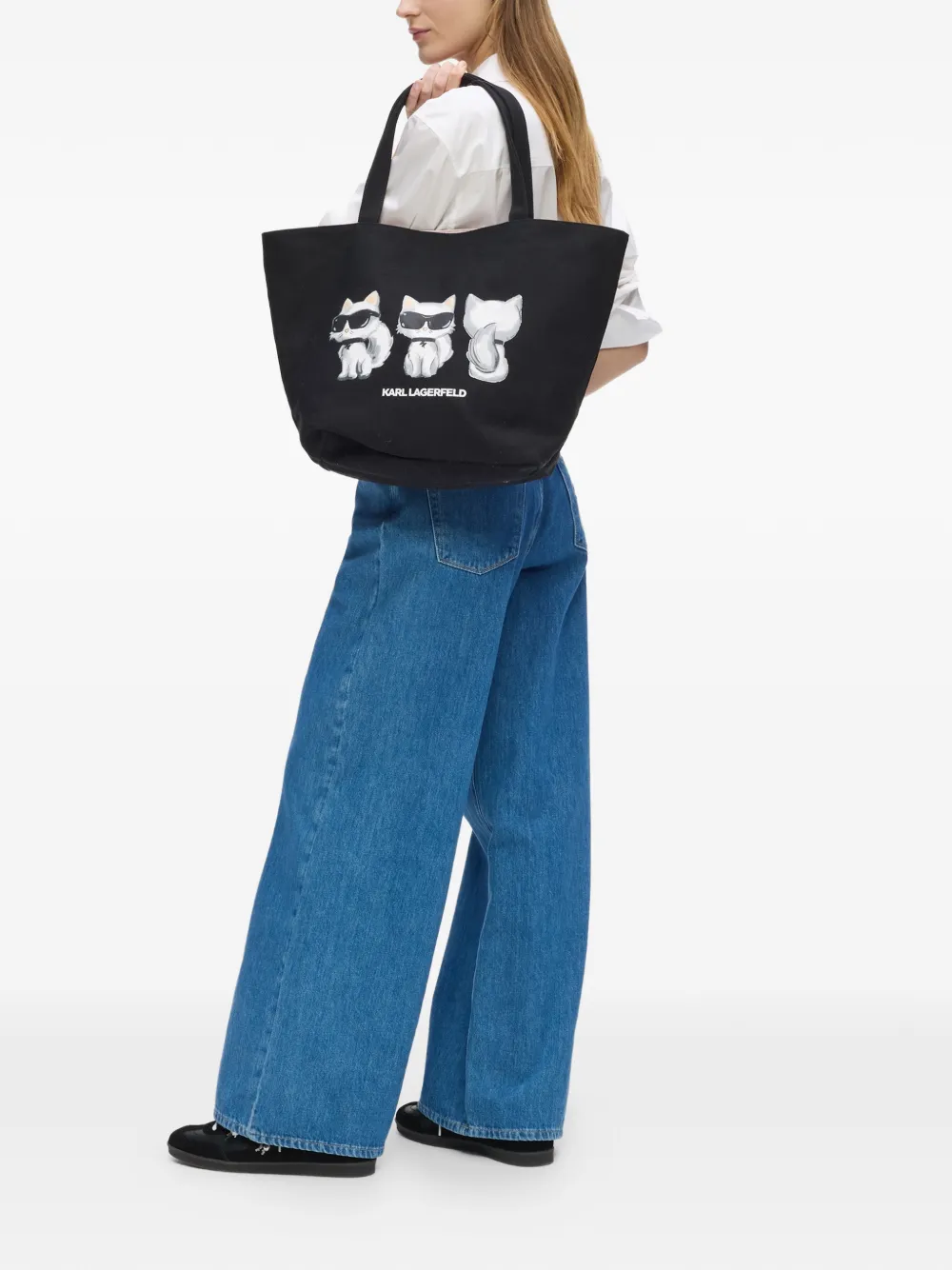 Karl Lagerfeld Ikon Choupette omkeerbare shopper Zwart