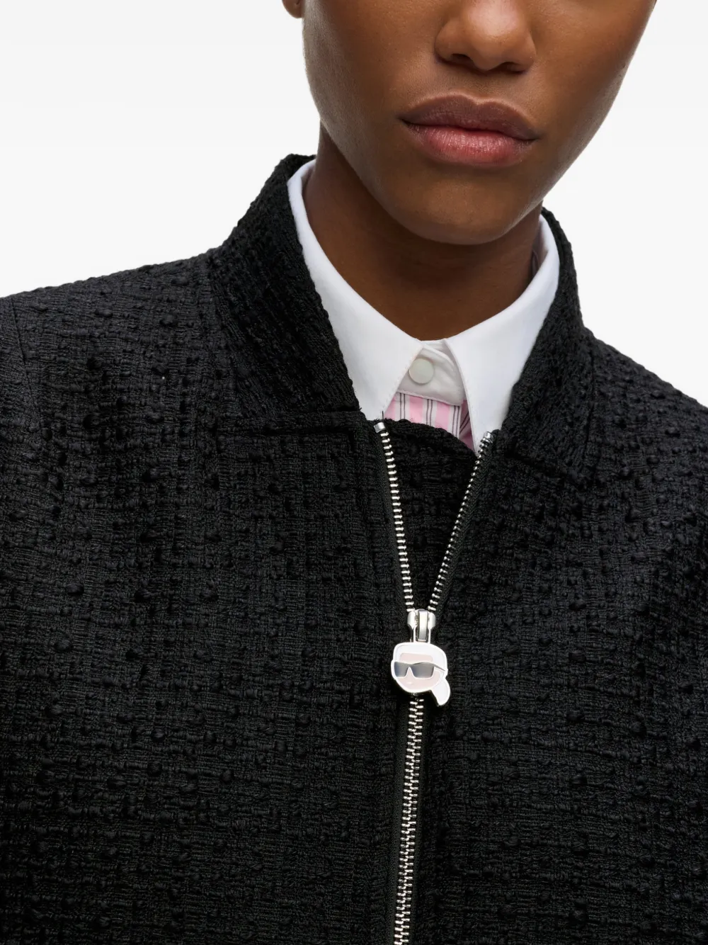Karl Lagerfeld Ikon bouclé bomberjack Zwart
