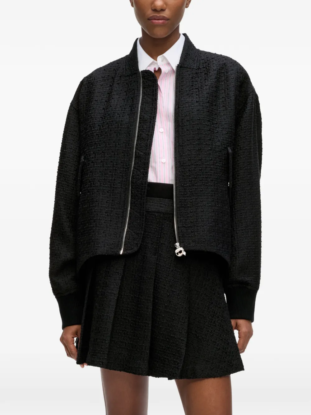 Karl Lagerfeld Ikon bouclé bomberjack Zwart