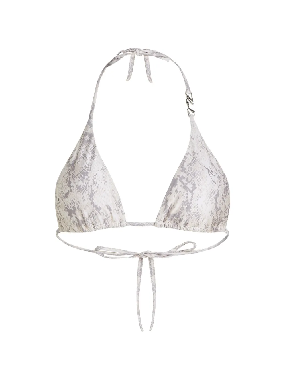 Karl Lagerfeld snake-print triangle bikini top - Bianco
