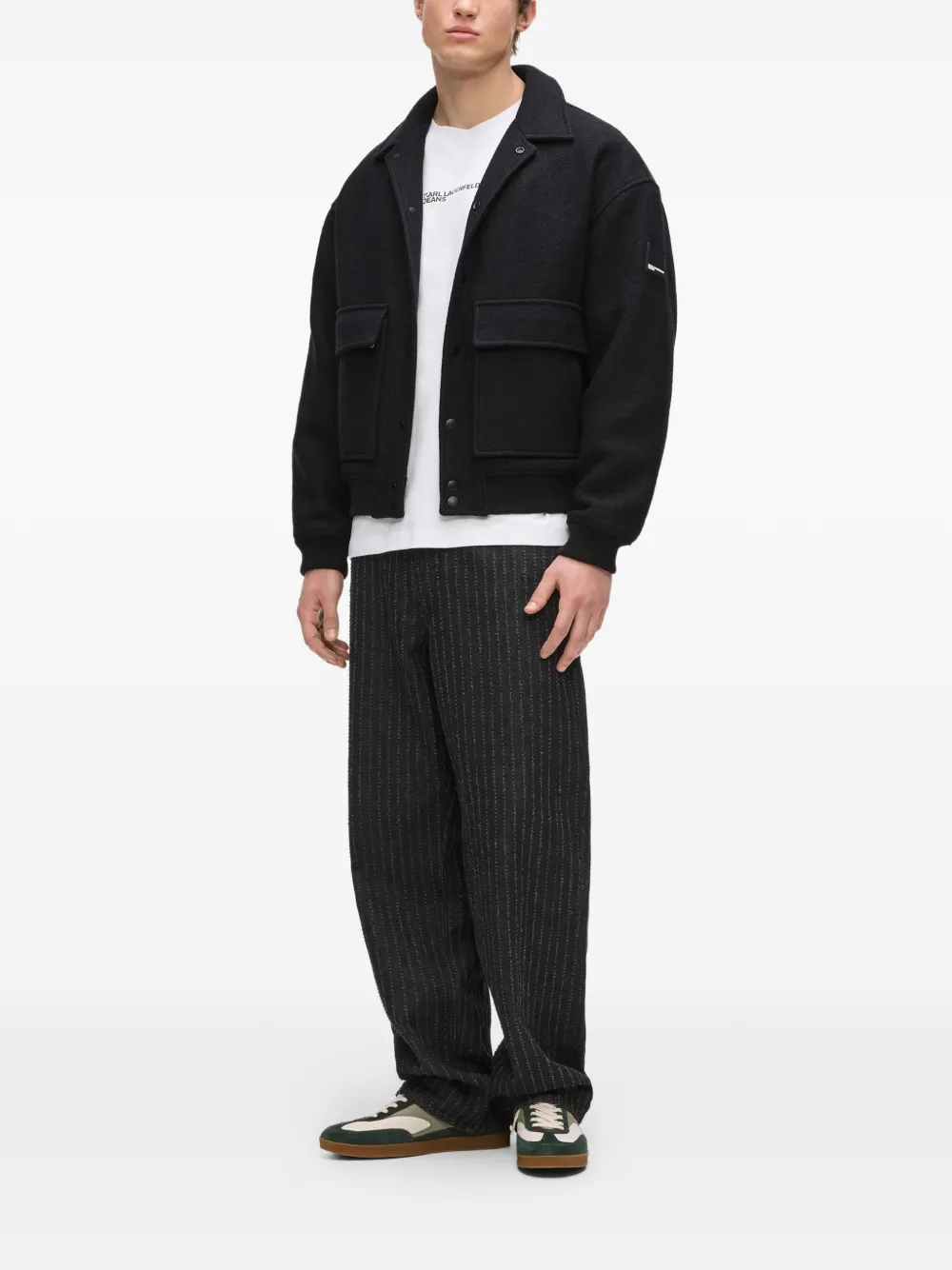 Karl Lagerfeld Jeans Bomberjack met logopatch Zwart