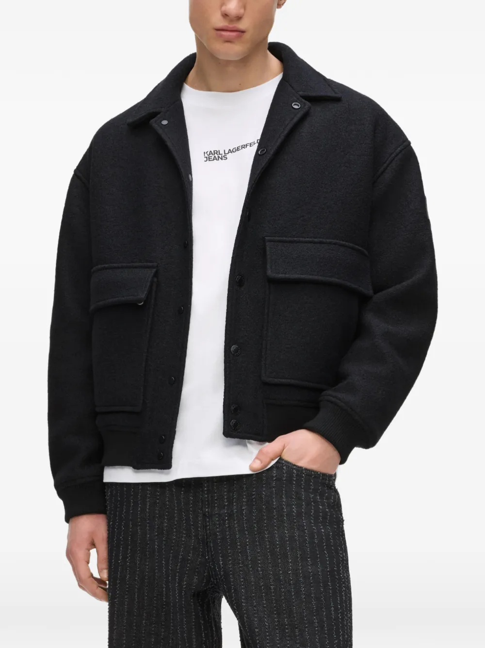 Karl Lagerfeld Jeans Bomberjack met logopatch Zwart