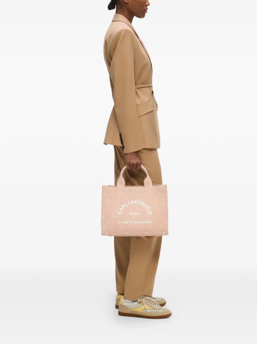 Karl Lagerfeld Medium Rue St-Guillaume shopper verfraaid met parel Roze
