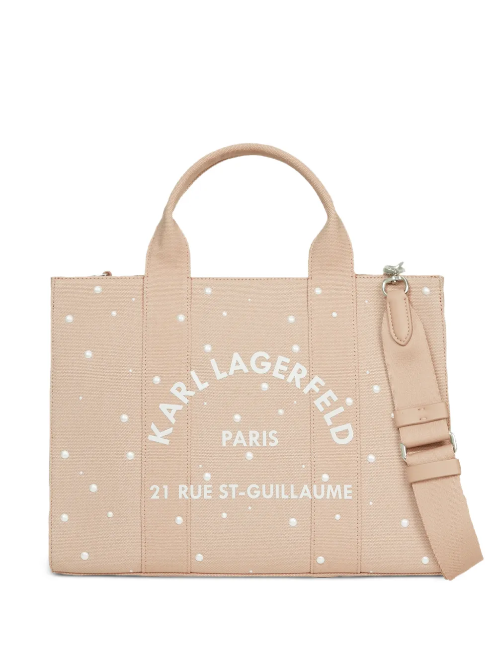 Karl Lagerfeld medium Rue St-Guillaume pearl-embellished tote bag - Rosa