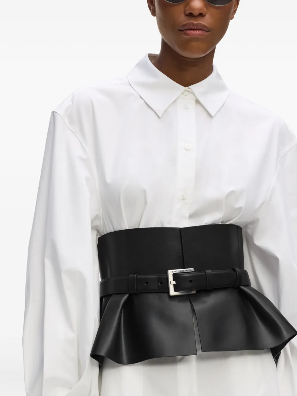 Karl Lagerfeld Leren peplum korset riem Zwart