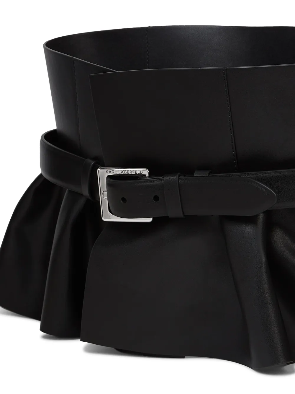 Karl Lagerfeld Leren peplum korset riem Zwart