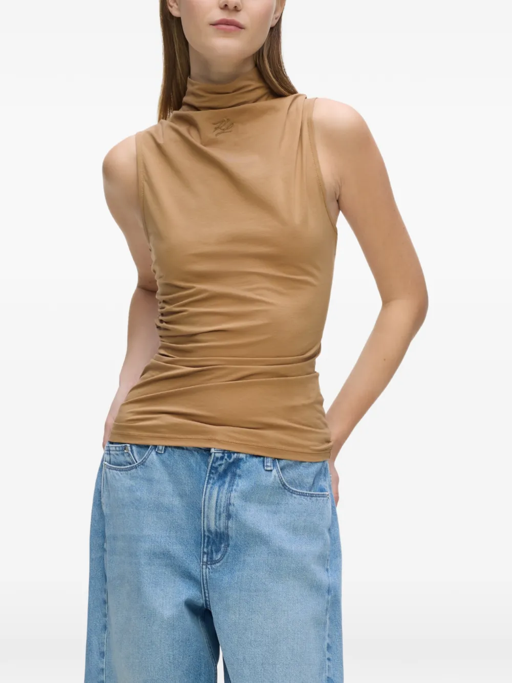 Karl Lagerfeld Tanktop met ruches Beige