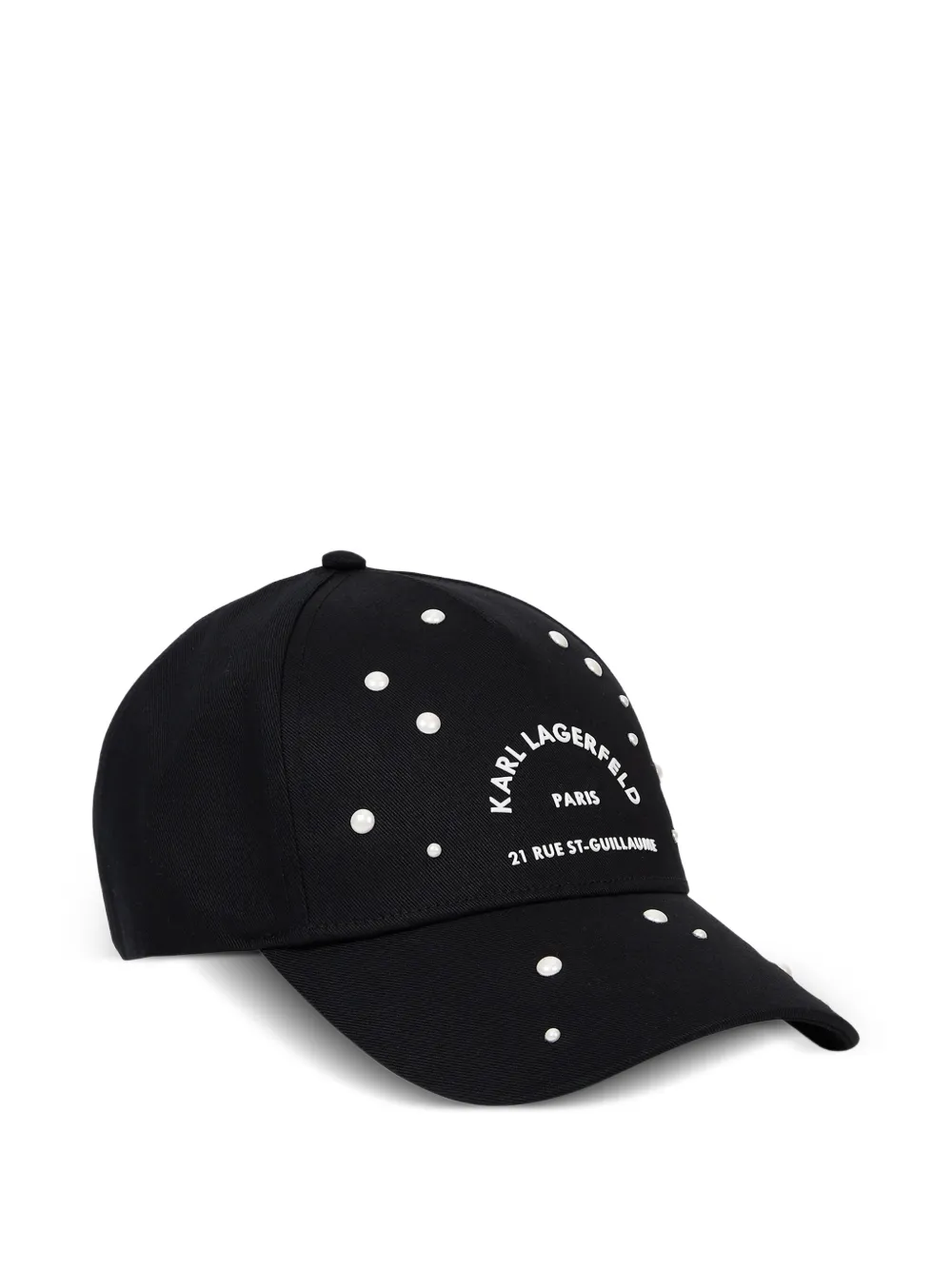 Karl Lagerfeld Cappello da baseball con finte perle - Nero