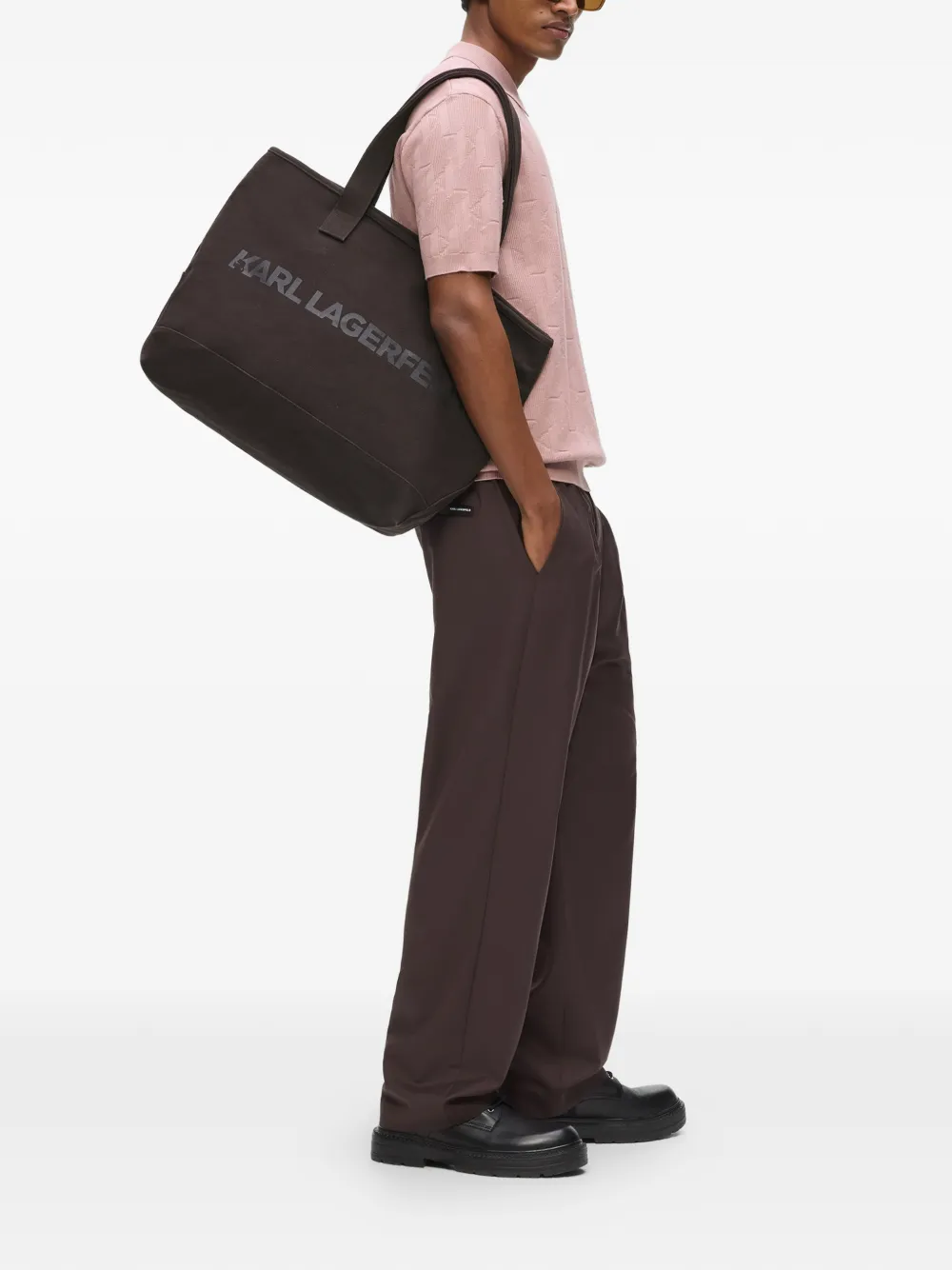 Karl Lagerfeld Shopper met logoprint Bruin