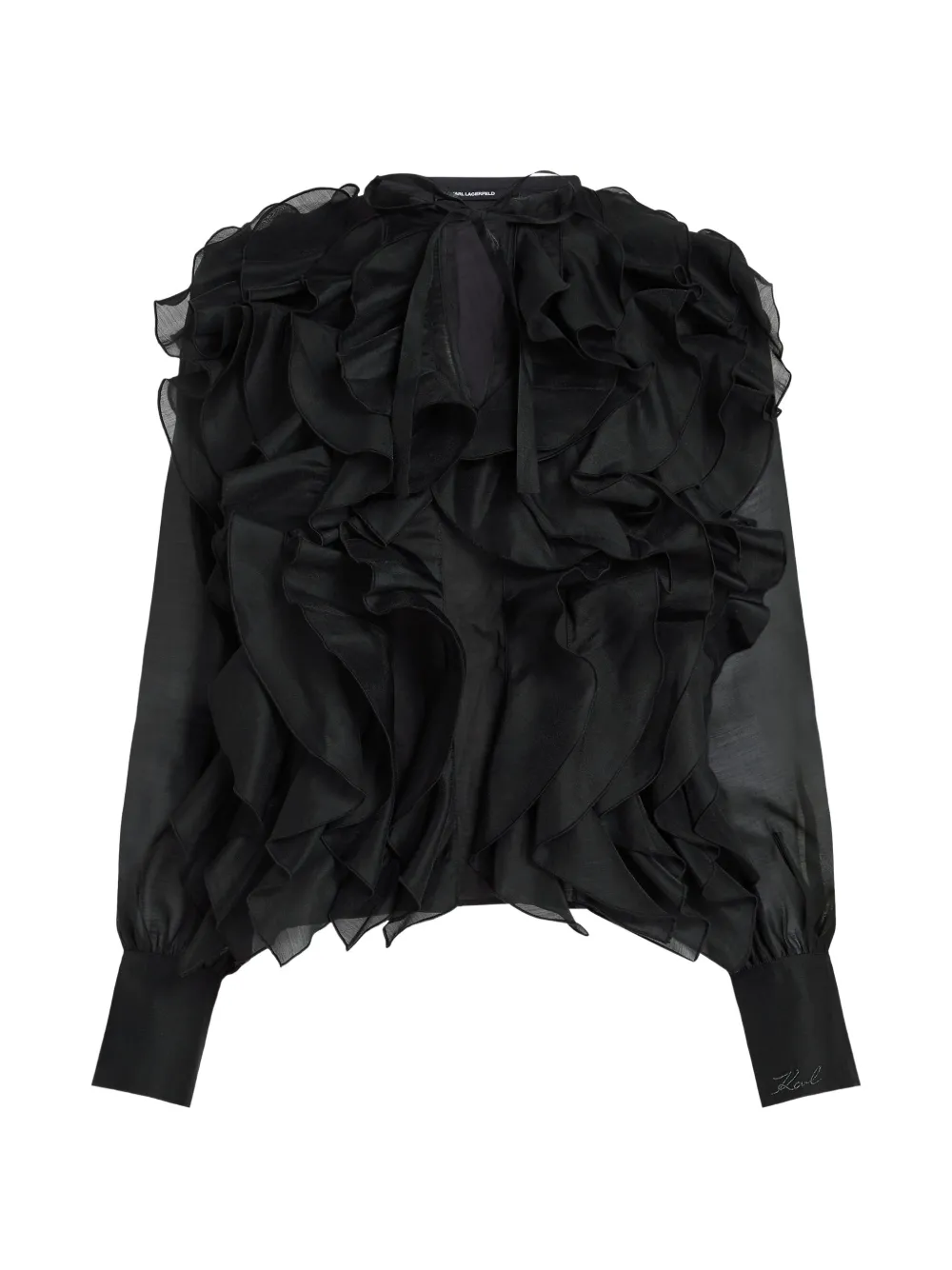 Karl Lagerfeld ruffled semi-sheer blouse - Schwarz