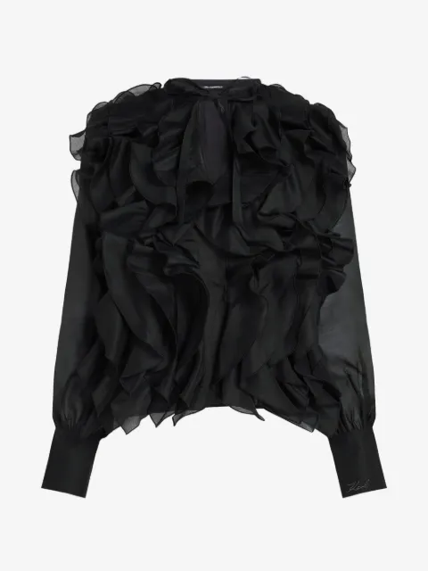 Karl Lagerfeld ruffled semi-sheer blouse
