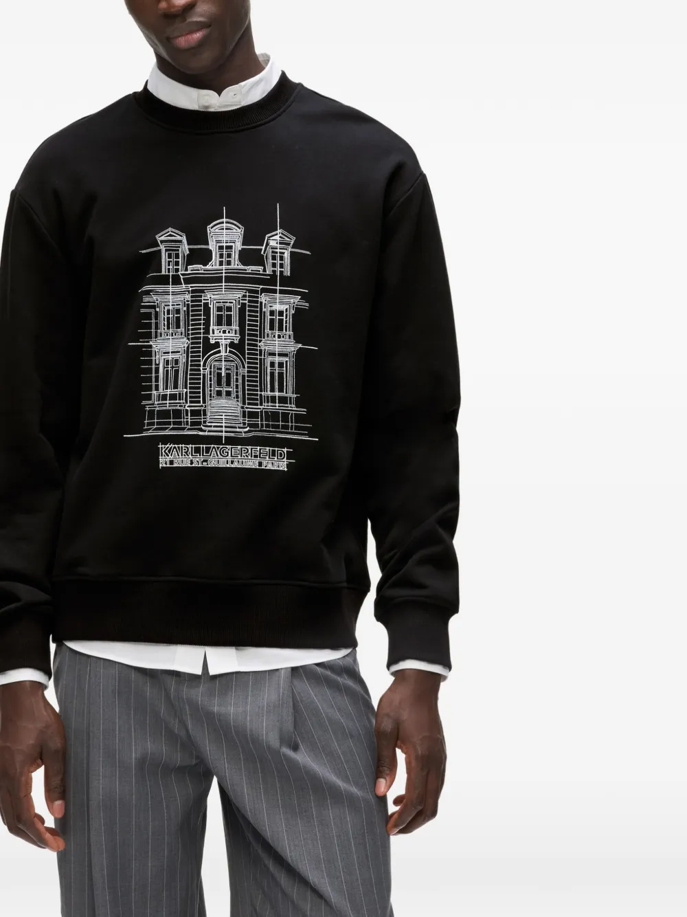 Karl Lagerfeld Rue St-Guillaume sweater met print Zwart