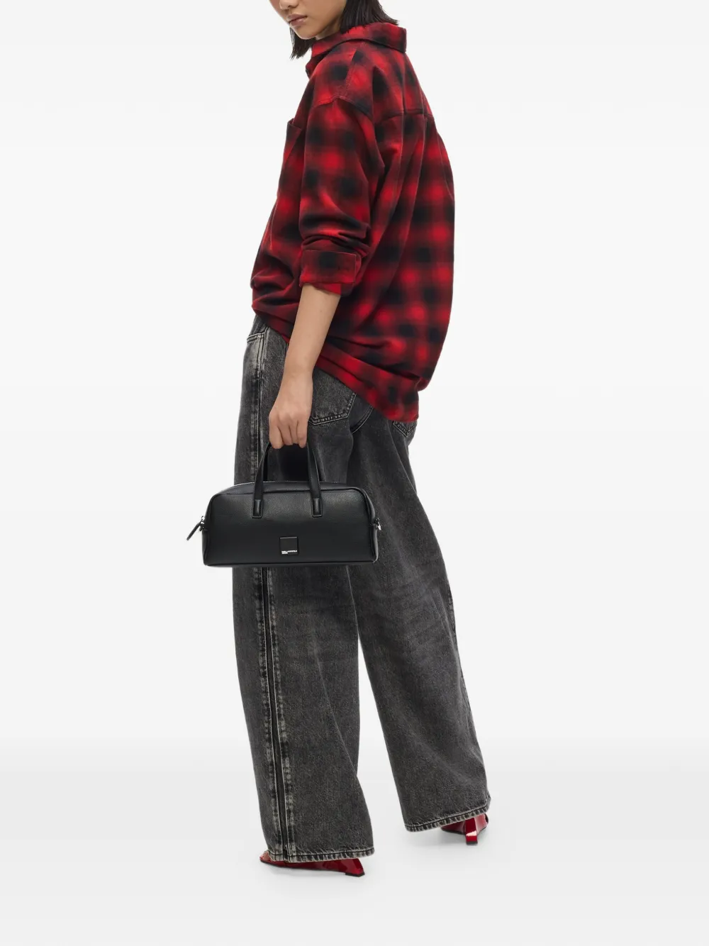 Karl Lagerfeld Jeans Bowlingtas met logopatch Zwart