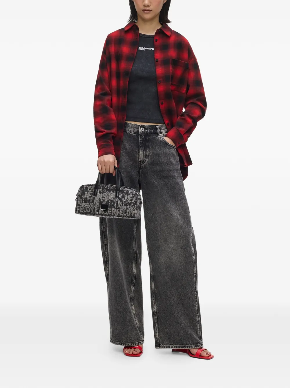 Karl Lagerfeld Jeans Bowlingtas met logo-print Grijs
