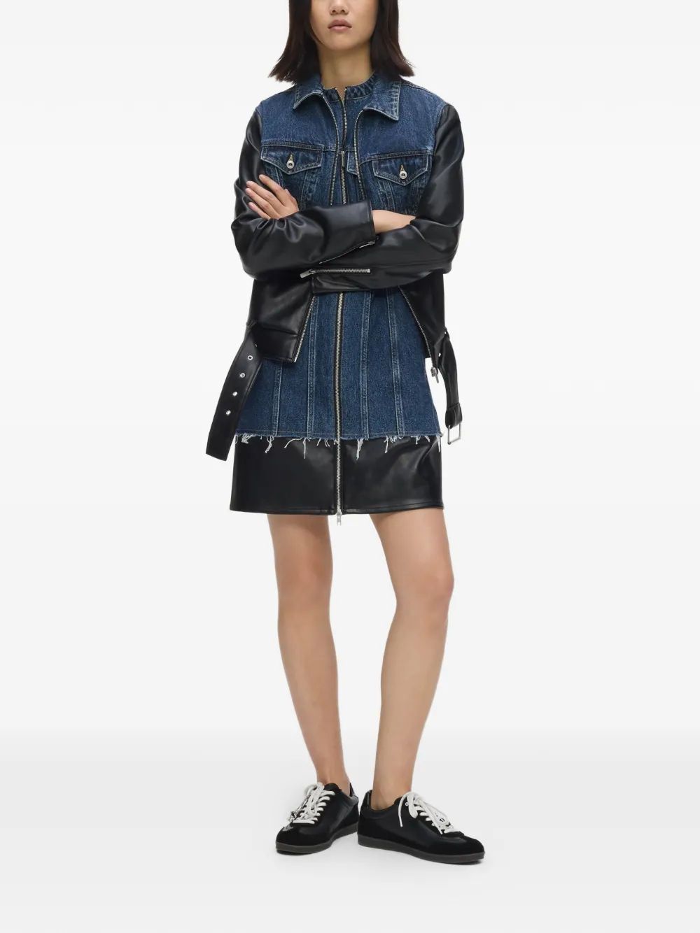 Karl Lagerfeld Jeans Mini-jurk met franje afwerking en ceintuur Blauw