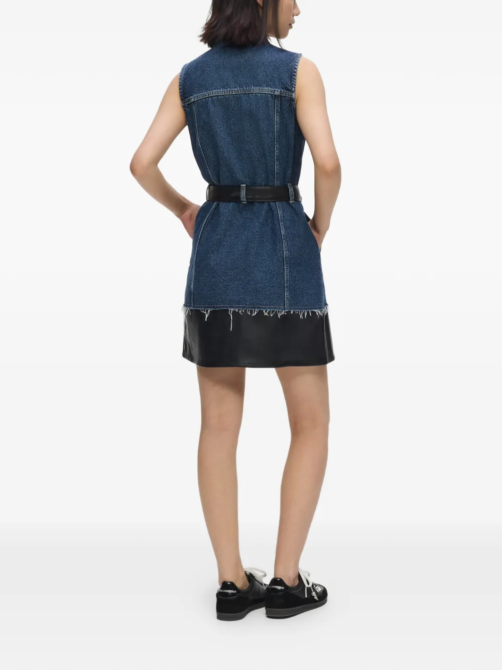 Karl Lagerfeld Jeans Mini-jurk met franje afwerking en ceintuur Blauw