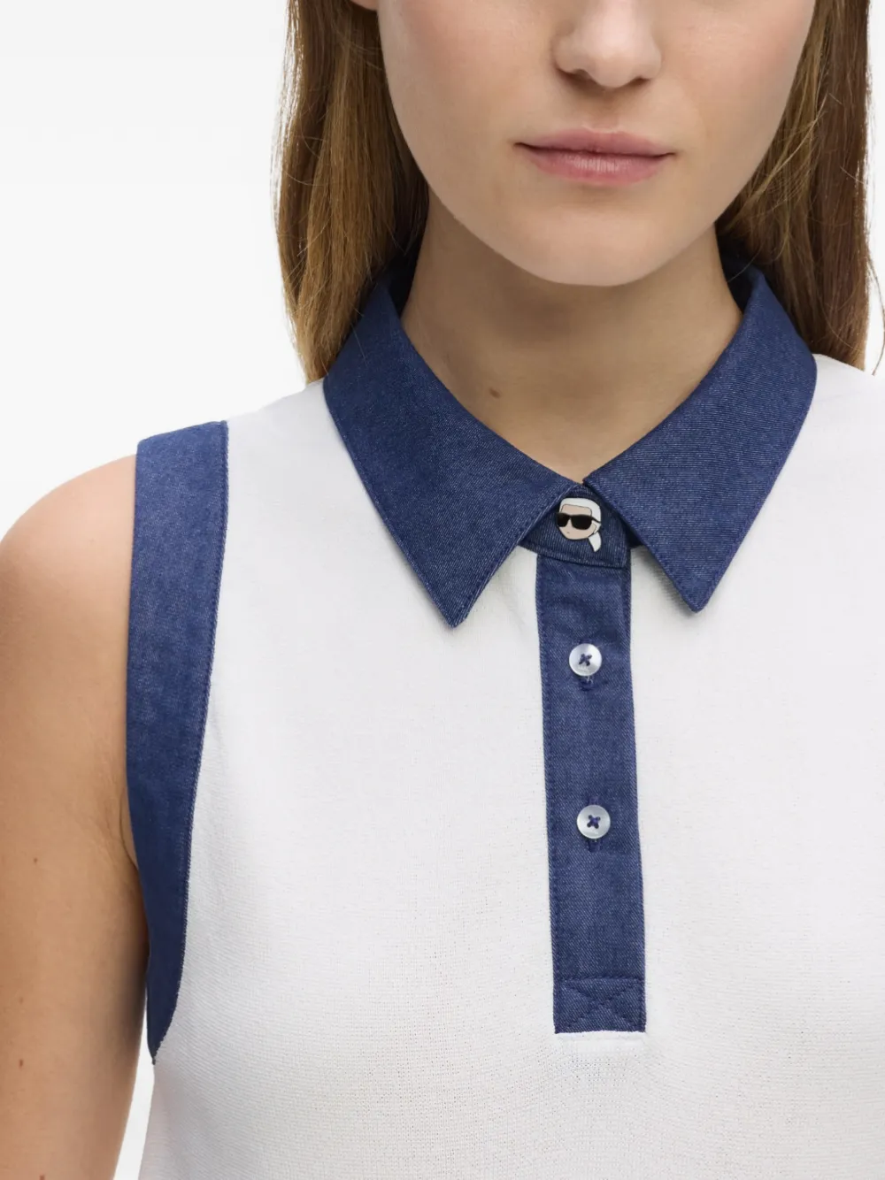 Karl Lagerfeld Ikon gebreide jurk met denim detail Wit
