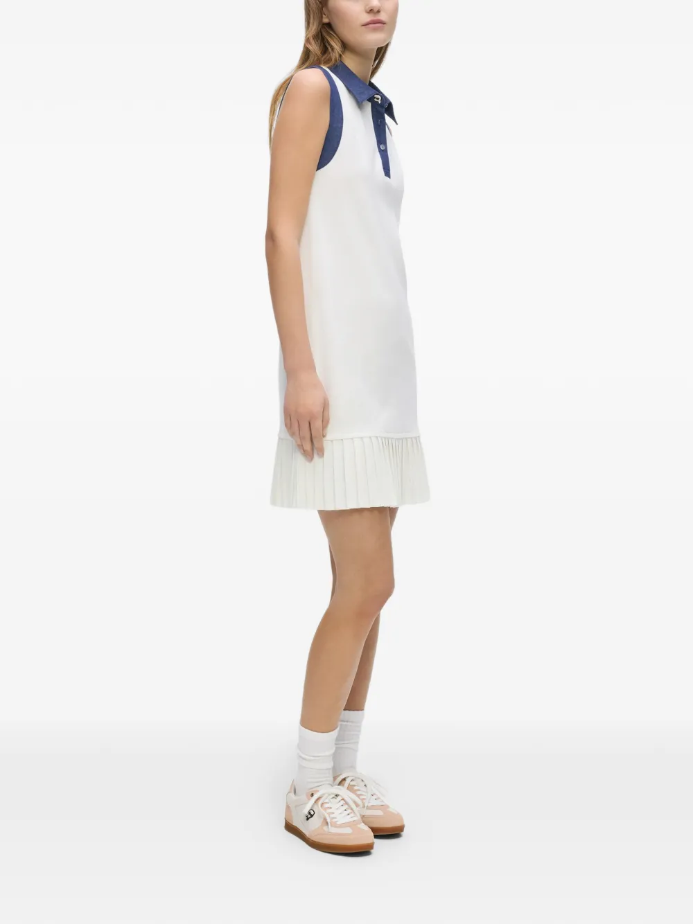 Karl Lagerfeld Ikon gebreide jurk met denim detail Wit