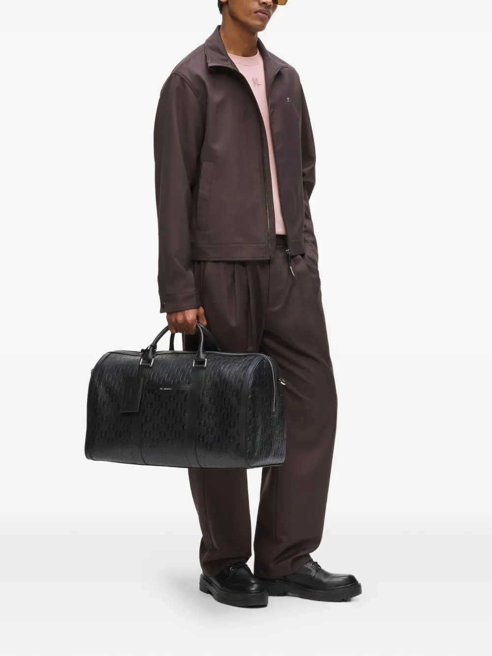 Karl Lagerfeld K Loom leren duffeltas Zwart