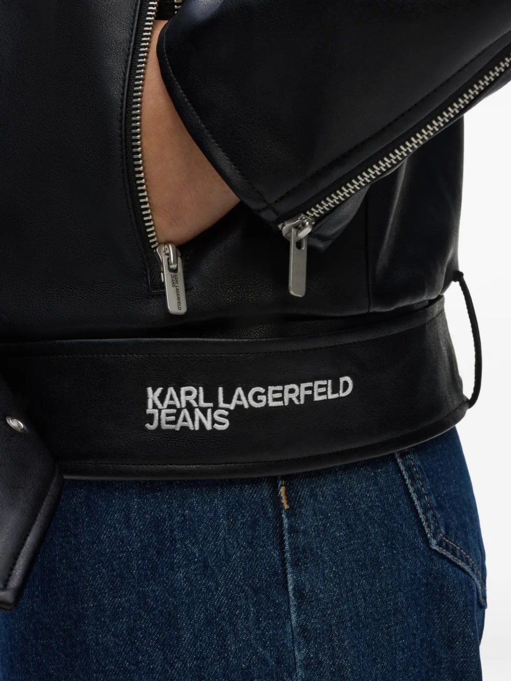 Karl Lagerfeld Jeans Gerafeld jack met vlakken Zwart