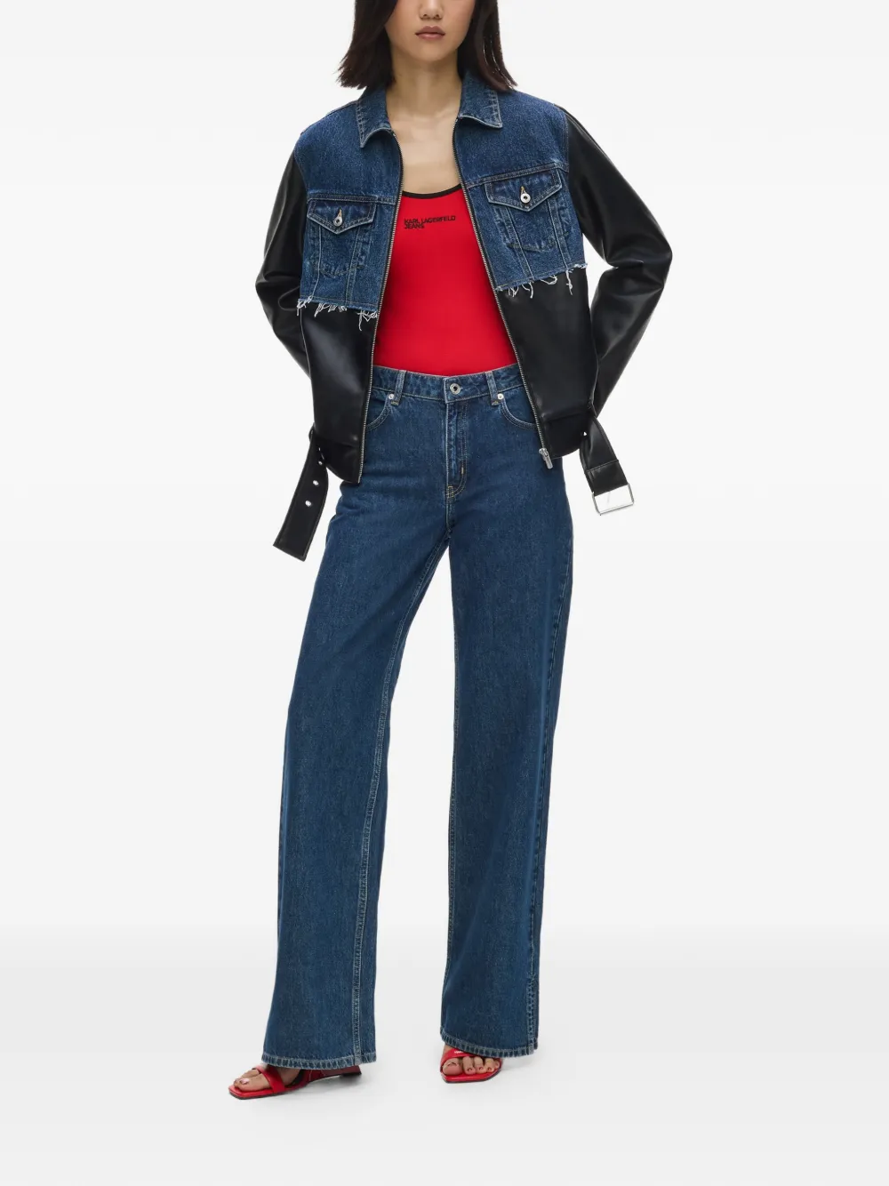 Karl Lagerfeld Jeans Gerafeld jack met vlakken Zwart