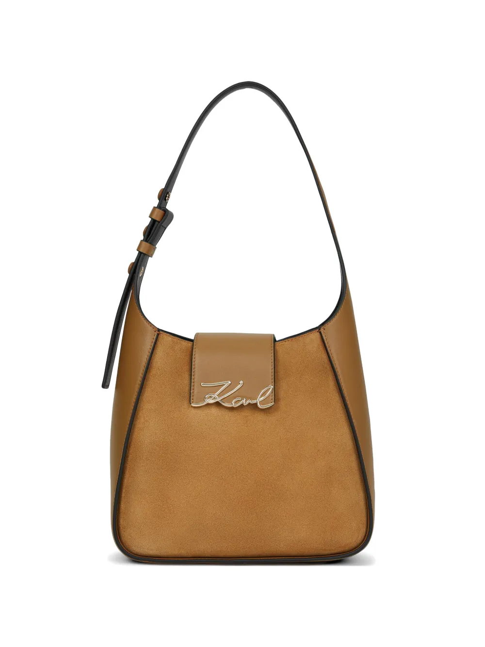 Karl Lagerfeld K/Signature suede shoulder bag - Toni neutri